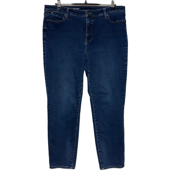 Talbots Jeans Womens 16 Blue Denim Flawless Slim Ankle Hi Rise Dark Actual 36X28 - Picture 1 of 8